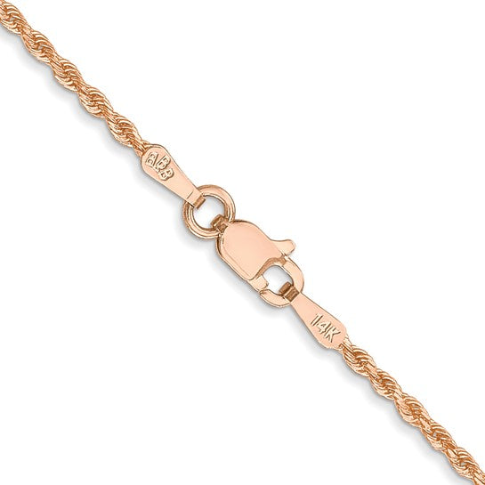 1.5mm Rope Chain Necklace Solid 14K Rose Gold 18"