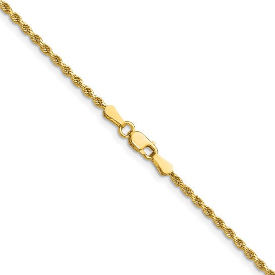1.75mm Rope Chain Necklace Solid 14K Yellow Gold 18"