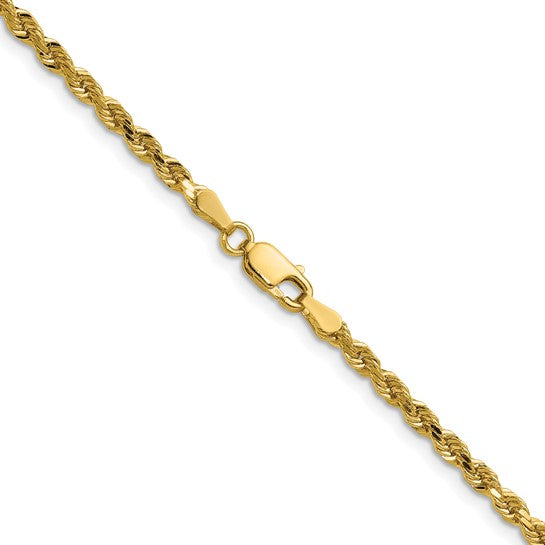 3mm Rope Chain Necklace Solid 14K Yellow Gold 22"