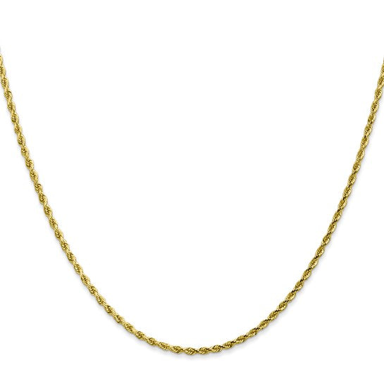 1.75mm Rope Chain Necklace Solid 10K Yellow Gold 20"