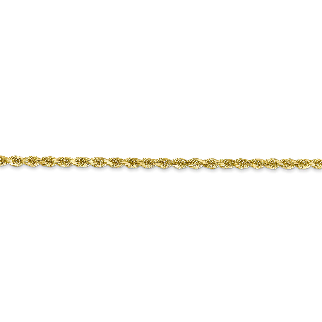 2.25mm Rope Chain Necklace Solid 10K Yellow Gold 20"