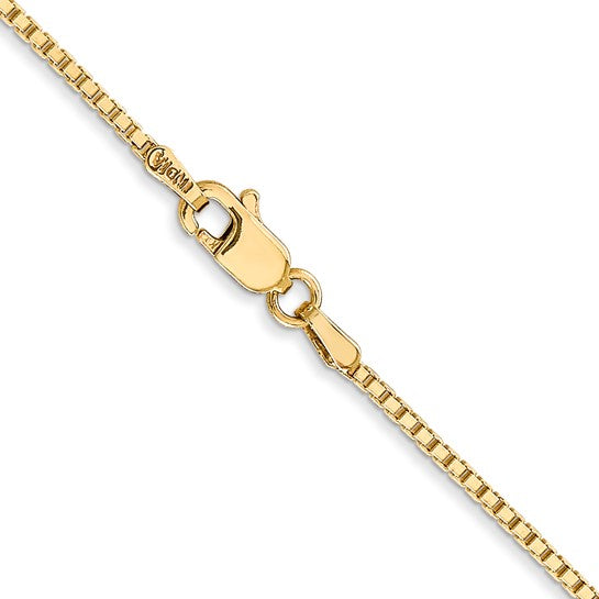 1.3mm Box Chain Necklace Solid 14K Yellow Gold 20"