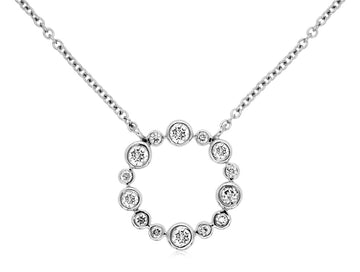 14 Karat White Gold Diamond Circle Necklace