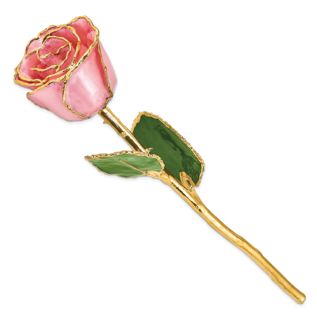 Lacquer Dipped Gold Trim Pink Pearl Rose