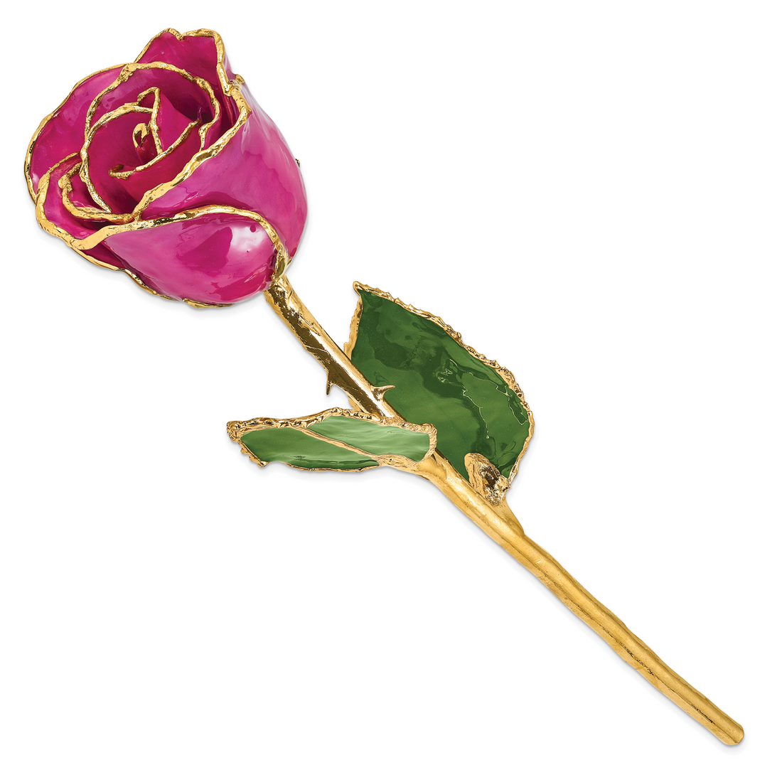 Lacquer Dipped Gold Trim Fuchsia Rose