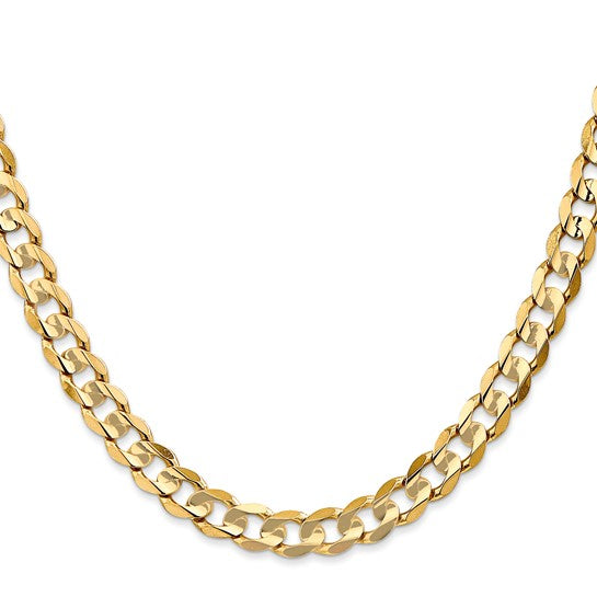 6.75mm Curb Chain Necklace Solid 14K Yellow Gold 24"