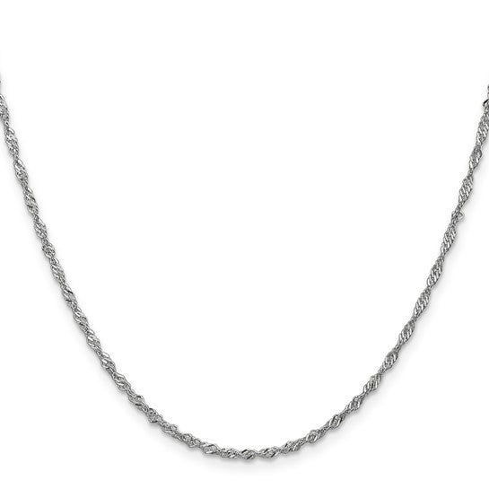 1.7mm Singapore Chain Necklace Solid 14K White Gold 20"