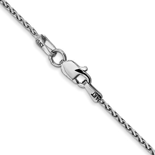 1.5mm Wheat Chain Necklace Solid 14K White Gold 18"