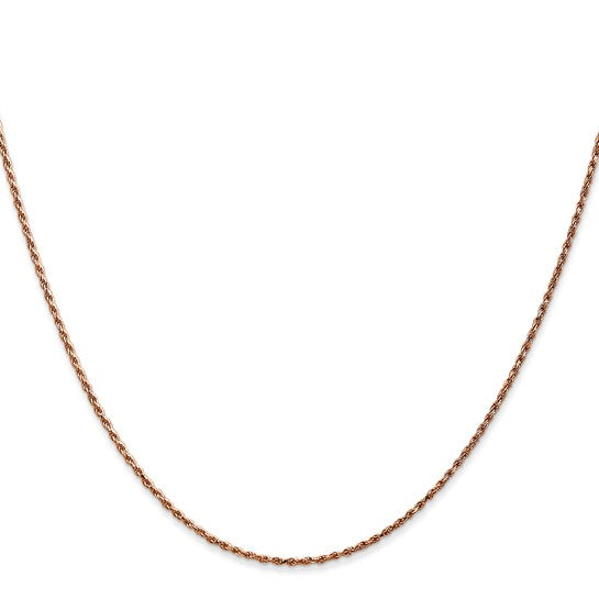 1mm Rope Chain Necklace Solid 14K Rose Gold 18"