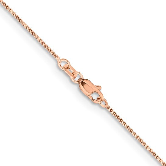 1.05mm Spiga Chain Necklace Solid 14K Rose Gold 18"