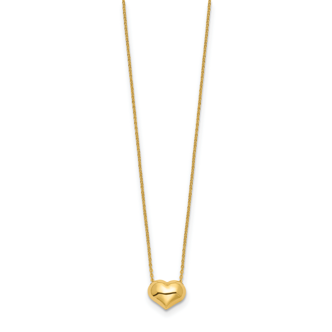 14k Polished Puffed Heart 16.5 inch Necklace