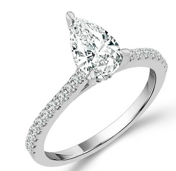 Lab Grown Diamond Bridal Ring 1.50 ct tw Center Pear 14k White Gold