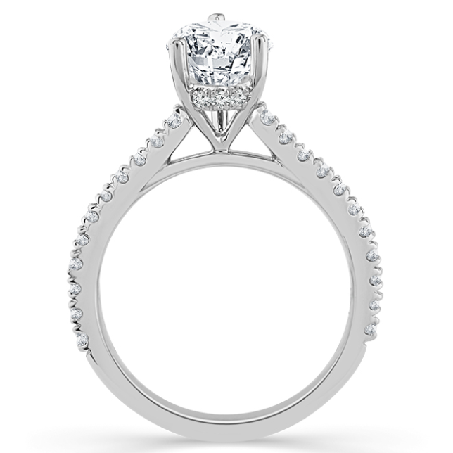 Lab Grown Diamond Bridal Ring 1.50 ct tw Center Pear 14k White Gold