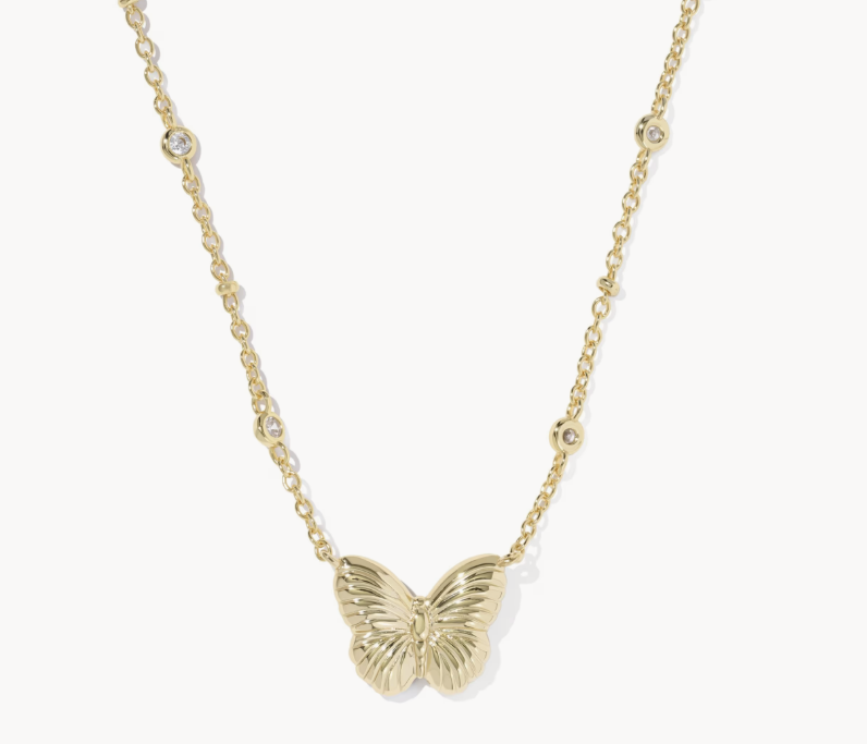 Cailey Butterfly Gold Short Pendant Necklace