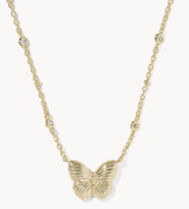 Cailey Butterfly Gold Short Pendant Necklace