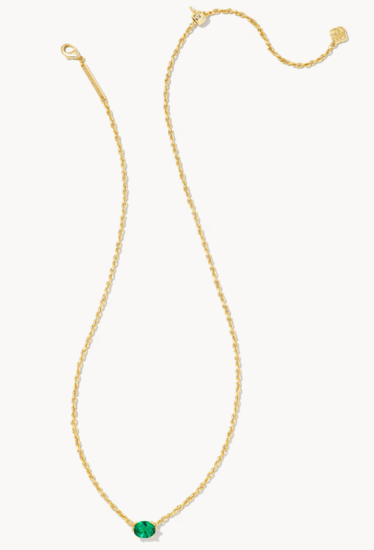 Cailin Gold Pendant Necklace in Green Crystal