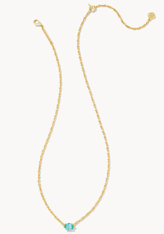 Cailin Gold Pendant Necklace in Aqua Crystal