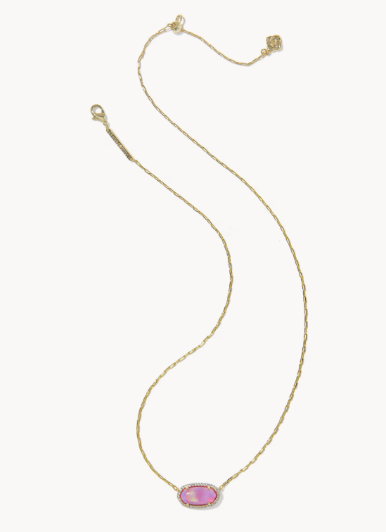 Elisa Pave Frame Gold Short Pendant Necklace