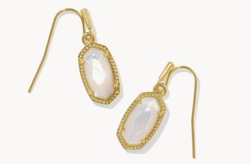 Lee Gold Drop Earrings in Ivory Mother-of-Pearl