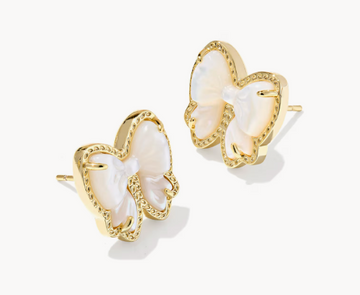 Haley Bow Gold Stud Earrings