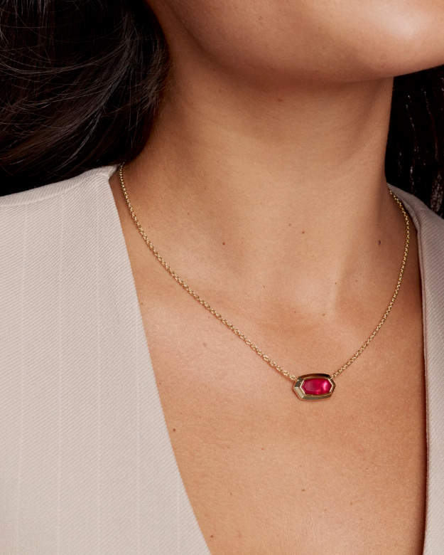 Elisa Bezel Gold Short Pendant Necklace