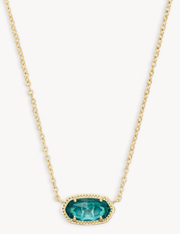 Elisa Gold Pendant Necklace in London Blue Glass