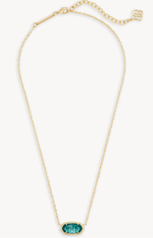 Elisa Gold Pendant Necklace in London Blue Glass