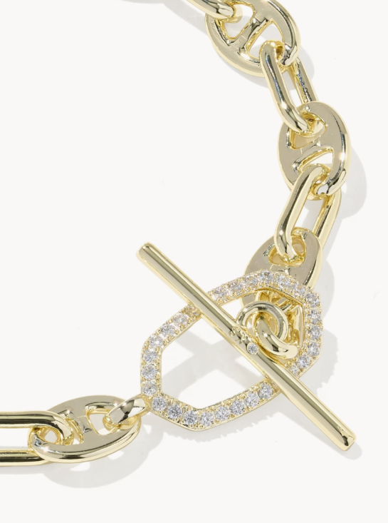 Elisa Toggle Gold Link and Chain Bracelet