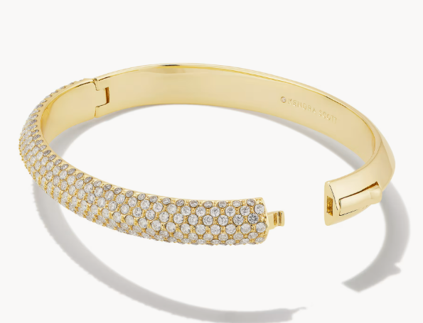 Mikki Gold Pave Bangle Bracelet in White CZ