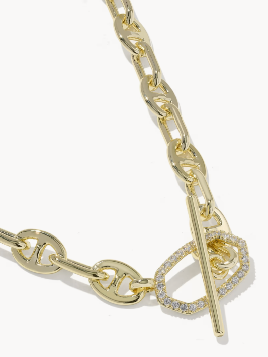 Elisa Toggle Gold Link and Chain Necklace