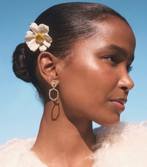Daphne Pave Gold Open Frame Earrings