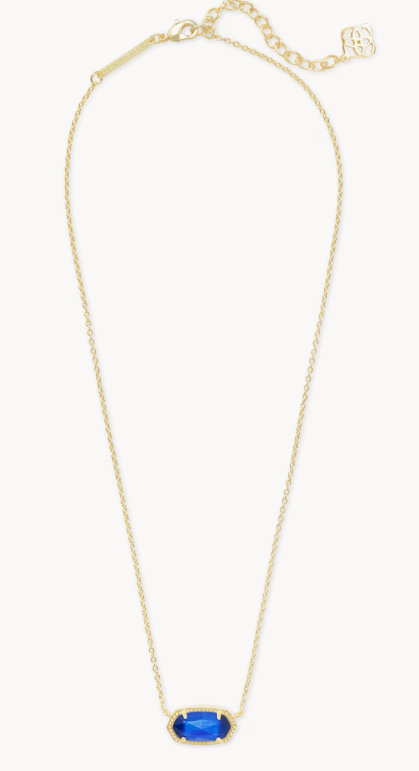Elisa Gold Pendant Necklace in Cobalt Cat's Eye