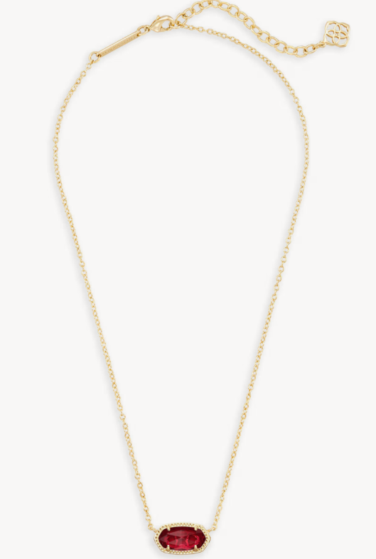 Elisa Gold Pendant Necklace in Berry Glass