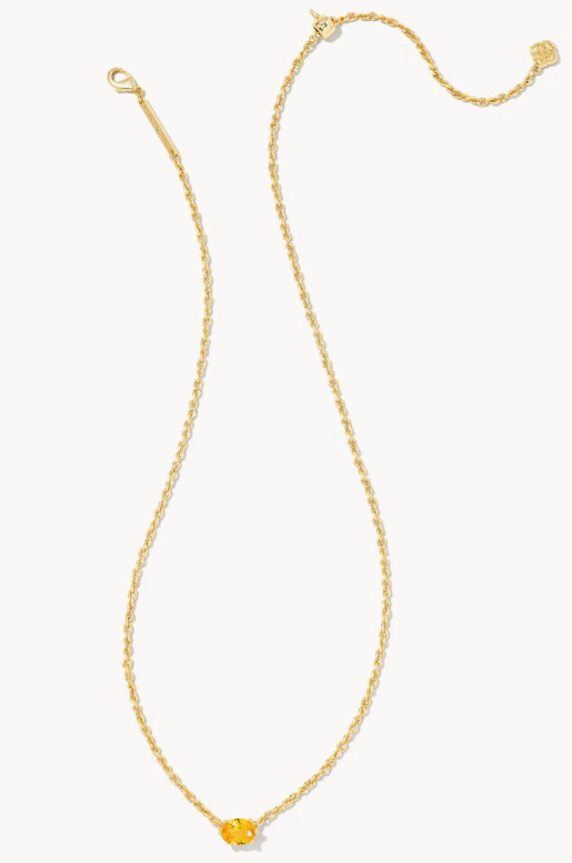 Cailin Gold Pendant Necklace in Golden Yellow Crystal