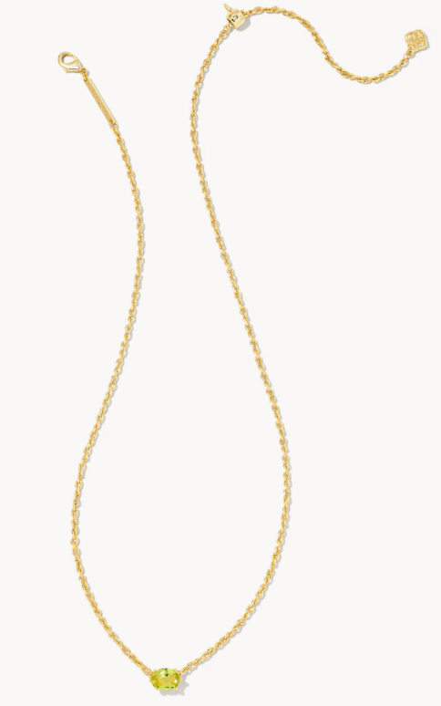 Cailin Gold Pendant Necklace in Light Green Crystal