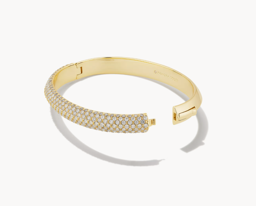 Mikki Gold Pave Bangle Bracelet in White CZ