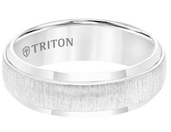 Triton Low Dome White Tungsten Carbide Band