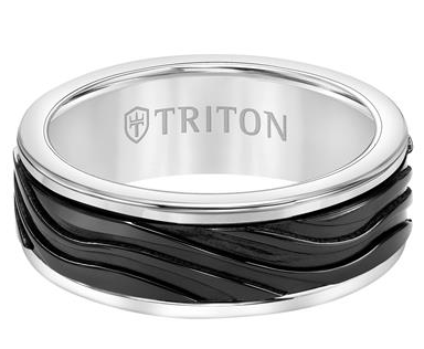 Round Edge Black Tungsten Insert Men's Band