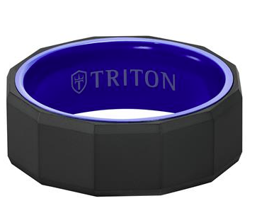 Triton Black and Blue Tungsten Men's Band