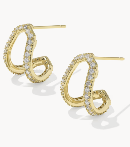 Daphne Pave Gold Huggie Earrings