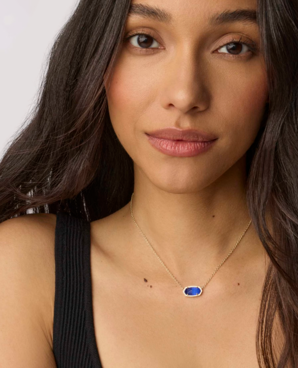 Elisa Gold Pendant Necklace in Cobalt Cat's Eye