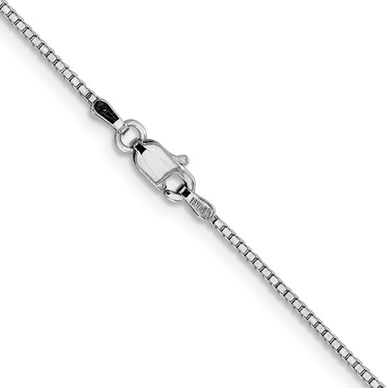 1.05mm Box Chain Necklace Solid 14K White Gold 18"