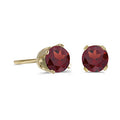 14 karat yellow gold 4mm Garnet stud earrings.