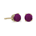 14 karat yellow gold 4mm Ruby stud earrings.