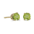 14 karat yellow gold 4mm Peridot stud earrings.