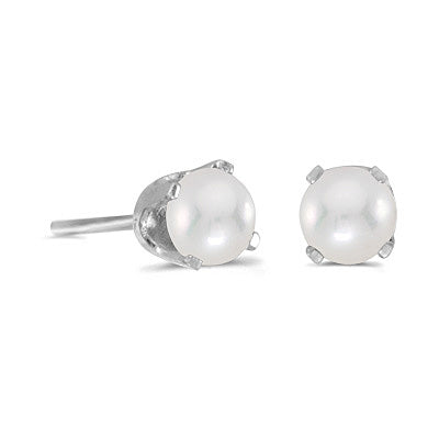 14 karat white gold 4mm Pearl stud earrings.