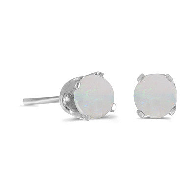 14 karat white gold 4mm Opal stud earrings.