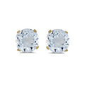 14 karat yellow gold 5mm Aquamarine stud earrings.