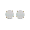 14 karat yellow gold 5mm Opal stud earrings.