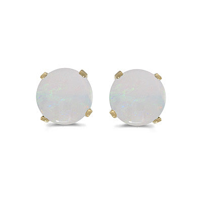 14 karat yellow gold 5mm Opal stud earrings.